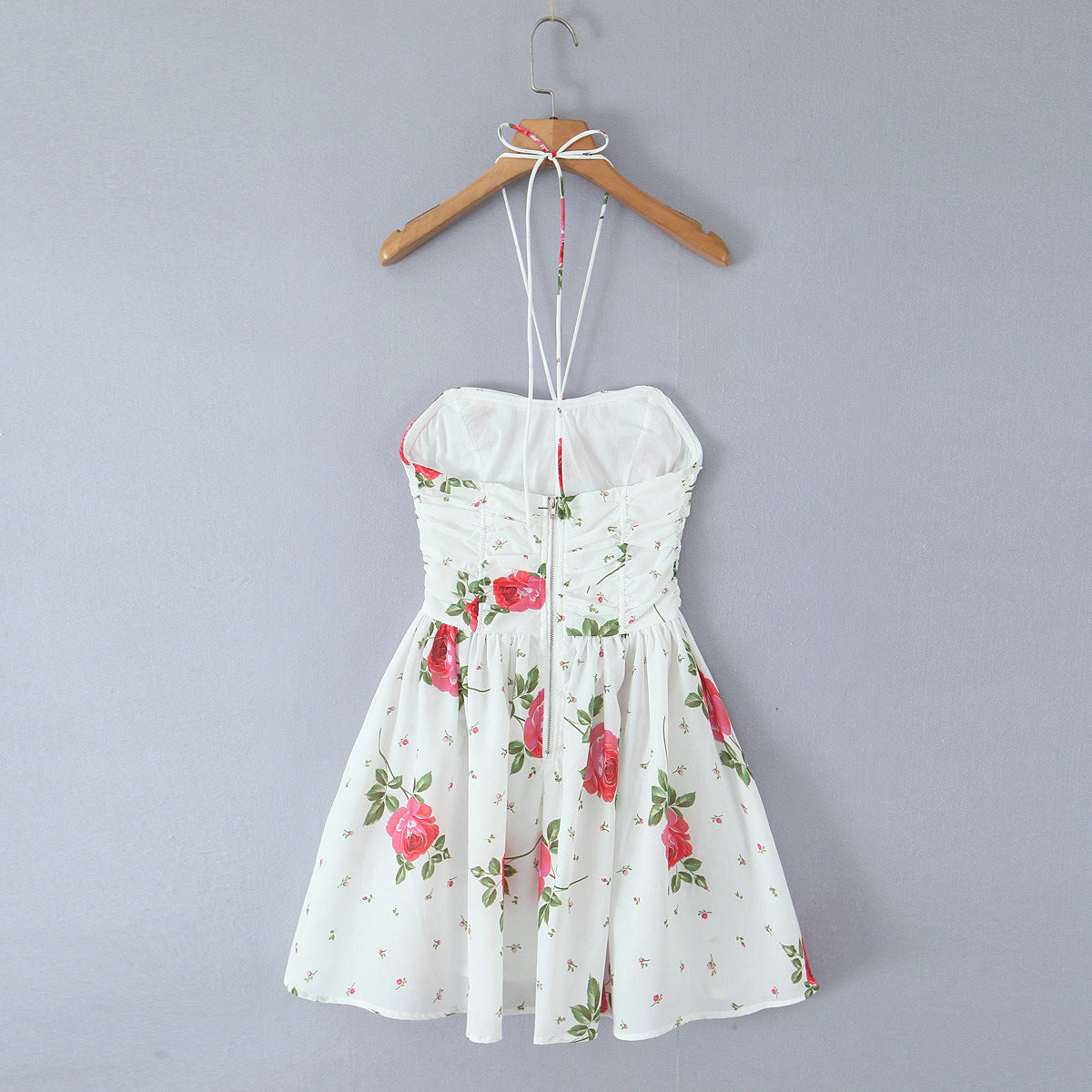 Printed fishbone strapless neck hanging dress for women