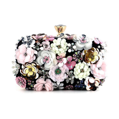 Flower Candy Color Women Evening Bags Wedding Party Event Clutch Diamonds Metal Rhinestones Handbags Beading Purse Diamonds Bag
