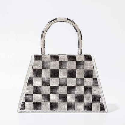 Checkerboard Patterns Crossbody Bags Women New Designer Chain Shiny Crystal Evening Clutch Purses And Handbags High Quality