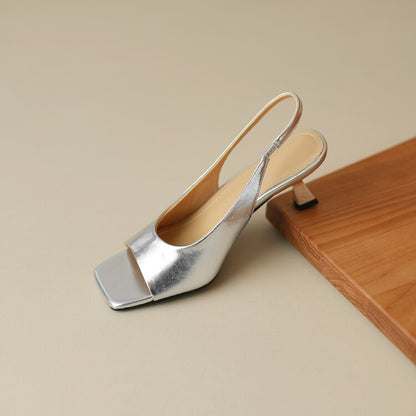 Gold sandals for women, Korean style simple and fashionable silver sandals with back straps