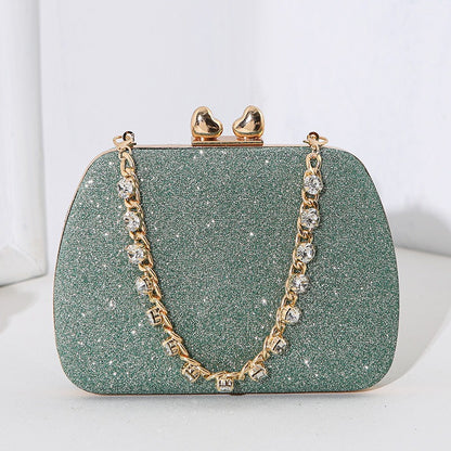 Little Love Water Diamond Chain Handheld Crossbody Small Square Bag Celebrity Banquet Handheld Bag