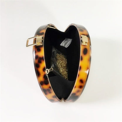 New Leopard Print Semicircle Acrylic Handbag For Ladies Fashion D-Word Dinner Bag Wedding Party Messenger Bag