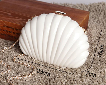 Pearl Shell Bag Women Fashion Gold Clutch Chain Shoulder Bag Shell Round Party Shopping Bag