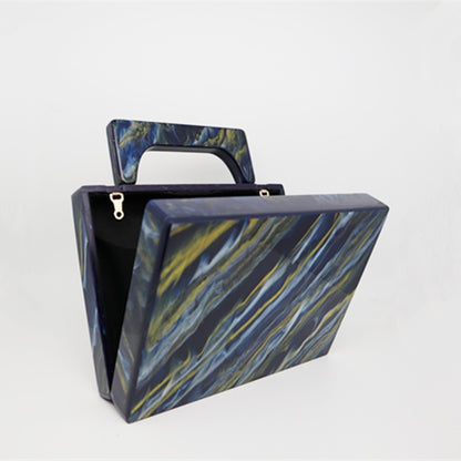 Pearlescent Blue Painting Color Gold Powder Acrylic Dinner Bag For Women Marble Handbag Dress Bag