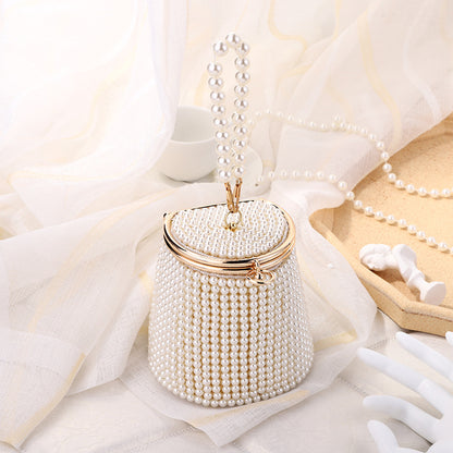 New Pearl Evening Bag Net Red Mini Portable Evening Bag Niche Bag Diy Pearl Bucket Bag