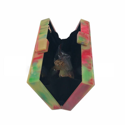 Mixed Color Marble Grain Acrylic Dinner Bag Fashion Dream Ink Painting Handbag Fashion Dress Bag