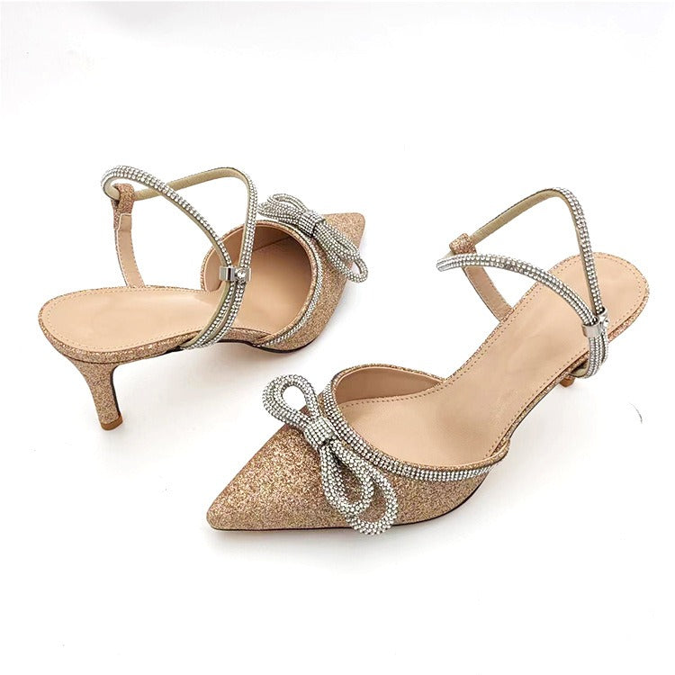 New High-Heeled Sandals Pointed Wine Glass Heel Rhinestone High-Heeled Shoes For Women
