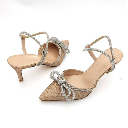 New High-Heeled Sandals Pointed Wine Glass Heel Rhinestone High-Heeled Shoes For Women