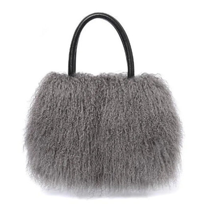 Real Mongolian Fur Bags Australian Beach Wool Fur Shoulder Bag Ladies Tibet Lamb Fur Wrist Bag Large Capacity