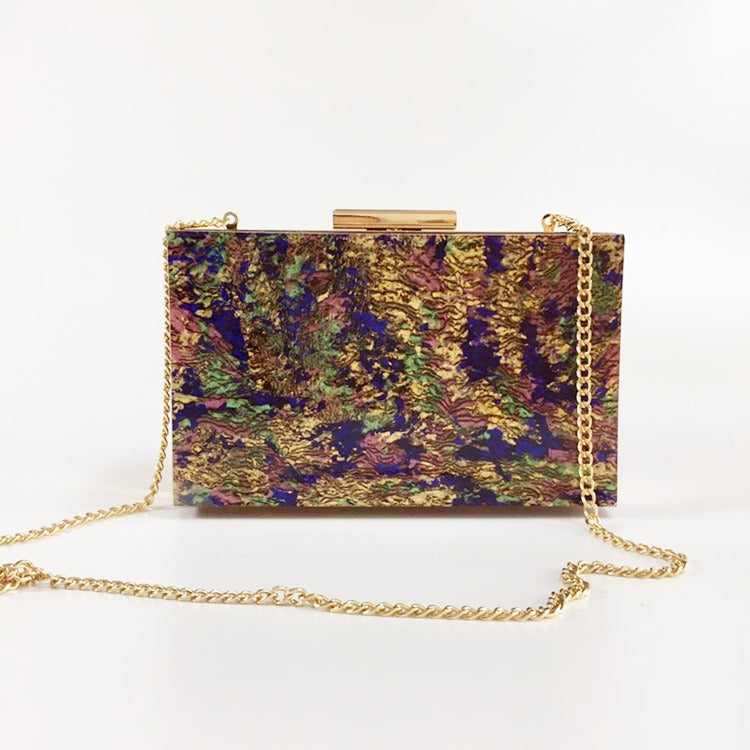 Women's New Fritillaria Pearl Acrylic Dinner Bag Fashion Wedding Handbag Crossbody Small Square Bag