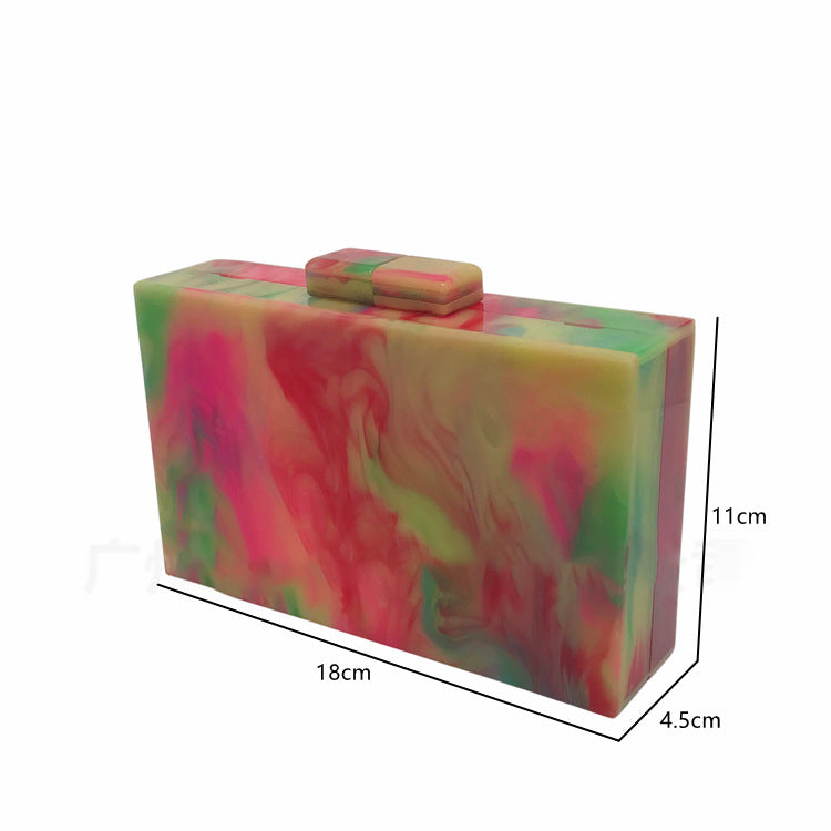 Mixed Color Marble Grain Acrylic Dinner Bag Fashion Dream Ink Painting Handbag Fashion Dress Bag