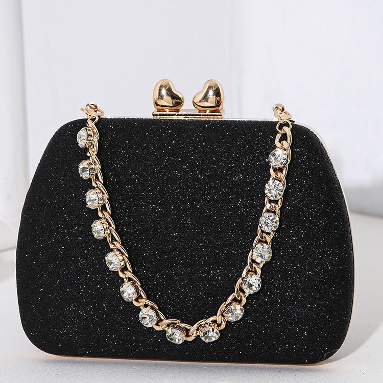 Little Love Water Diamond Chain Handheld Crossbody Small Square Bag Celebrity Banquet Handheld Bag