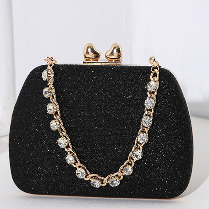 Little Love Water Diamond Chain Handheld Crossbody Small Square Bag Celebrity Banquet Handheld Bag