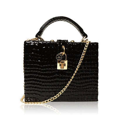 Snake Print Box Handbag Women Serpentine Lock Small Square PU Evening Clutch Shoulder Bag Ladies Dinner Party Purse Personality
