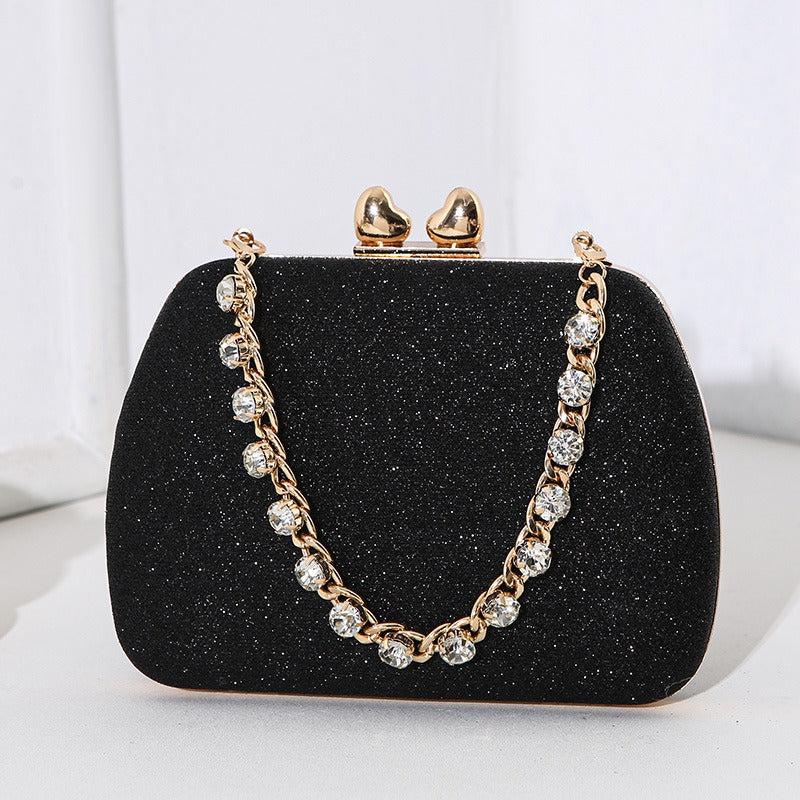 Little Love Water Diamond Chain Handheld Crossbody Small Square Bag Celebrity Banquet Handheld Bag