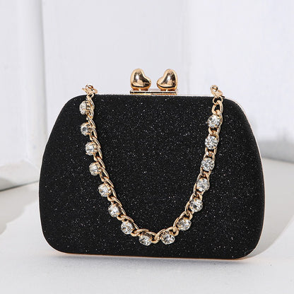 Little Love Water Diamond Chain Handheld Crossbody Small Square Bag Celebrity Banquet Handheld Bag