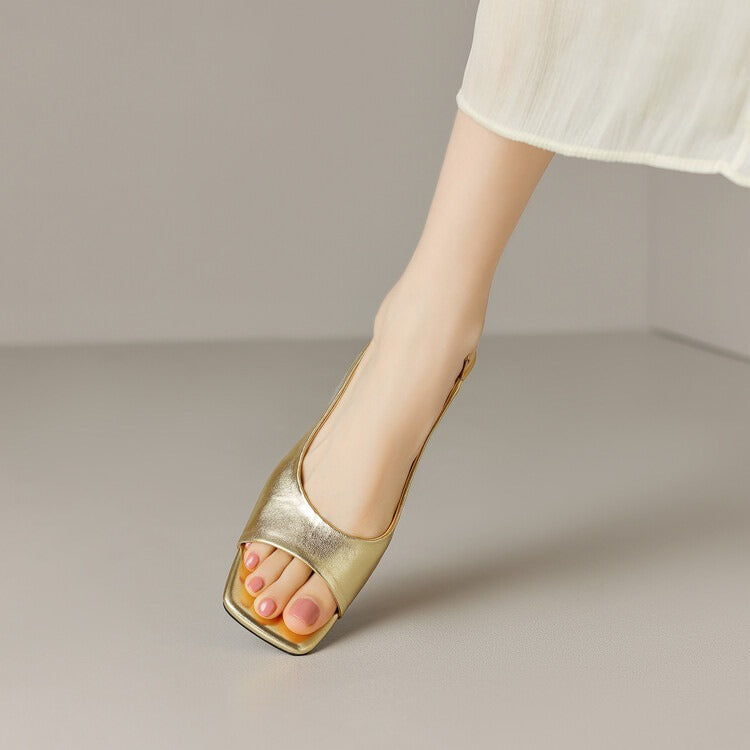 Gold sandals for women, Korean style simple and fashionable silver sandals with back straps