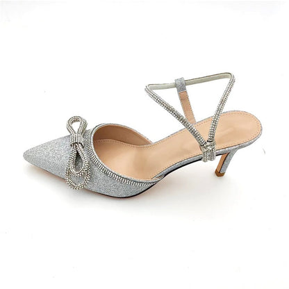 New High-Heeled Sandals Pointed Wine Glass Heel Rhinestone High-Heeled Shoes For Women