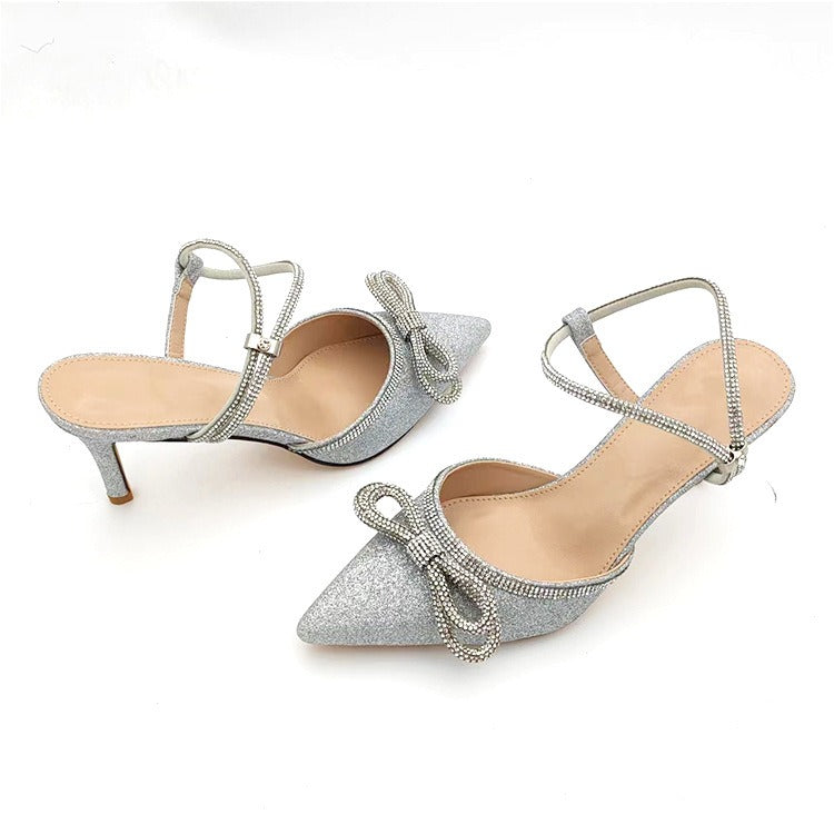 New High-Heeled Sandals Pointed Wine Glass Heel Rhinestone High-Heeled Shoes For Women