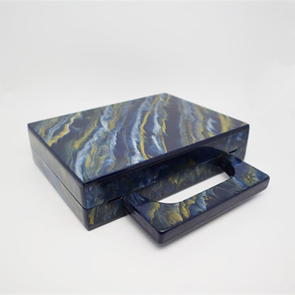 Pearlescent Blue Painting Color Gold Powder Acrylic Dinner Bag For Women Marble Handbag Dress Bag