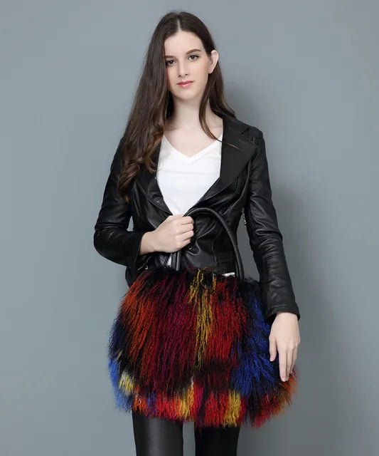 Real Mongolian Fur Bags Australian Beach Wool Fur Shoulder Bag Ladies Tibet Lamb Fur Wrist Bag Large Capacity