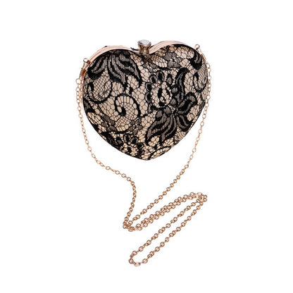 New Lace Evening Bag Ladies Fashion Banquet Dress Clutch Heart Shape Evening Bag