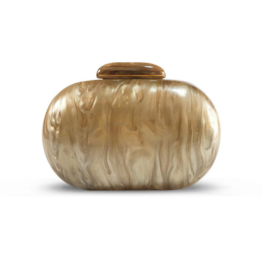 New Women's Oval Acrylic Evening Bag Fashion Solid Color Pearl Clutch Bag Shoulder Box Bag