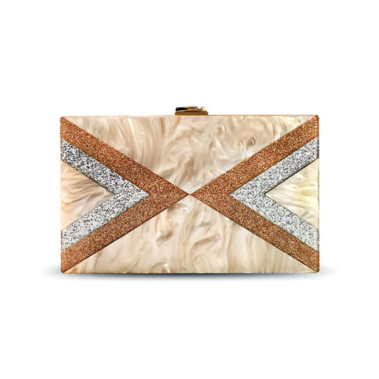 New Wallet Fashion Half Fold Striped Acrylic Dinner Bag Ladies Sequin Splicing Banquet Bag Shoulder Messenger Bag