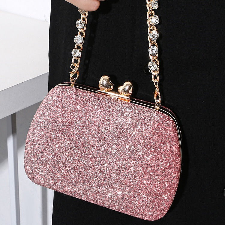 Little Love Water Diamond Chain Handheld Crossbody Small Square Bag Celebrity Banquet Handheld Bag
