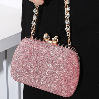 Little Love Water Diamond Chain Handheld Crossbody Small Square Bag Celebrity Banquet Handheld Bag