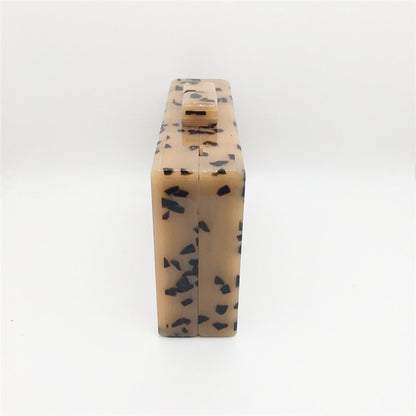 Speckled Pattern Dinner Bag Cross Body Dress Women's Bag Chain Hard Box Acrylic Handbag