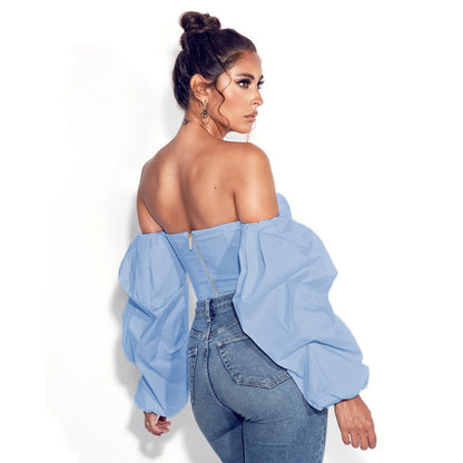 Women's Irregular Long Sleeve Fashion Crop Top Slim Fit.