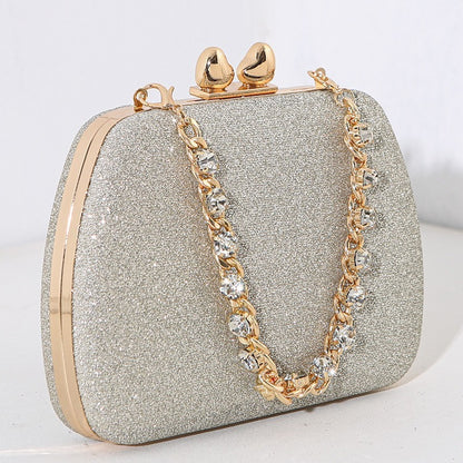 Little Love Water Diamond Chain Handheld Crossbody Small Square Bag Celebrity Banquet Handheld Bag