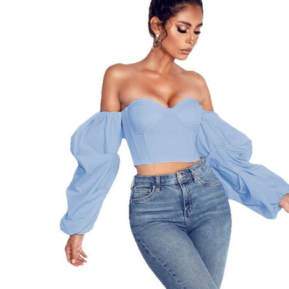 Women's Irregular Long Sleeve Fashion Crop Top Slim Fit.