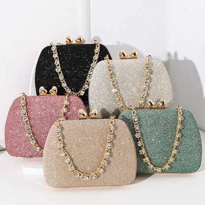 Little Love Water Diamond Chain Handheld Crossbody Small Square Bag Celebrity Banquet Handheld Bag