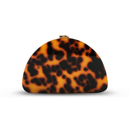 New Leopard Print Semicircle Acrylic Handbag For Ladies Fashion D-Word Dinner Bag Wedding Party Messenger Bag