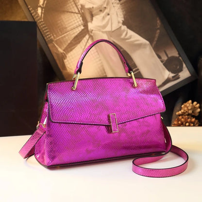 Snake Print Leather Women Bags Luxury Fashion Ladies Handbags Shoulder Crossbody Bag Portable Mother Top Handle Tote Bags