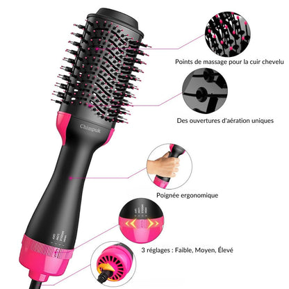 AirGlam ™ - Sèche cheveux Brosse .